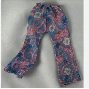 Vintage 70s Flower Power Pants Topper Dawn Doll Jessica Blue Pink Floral